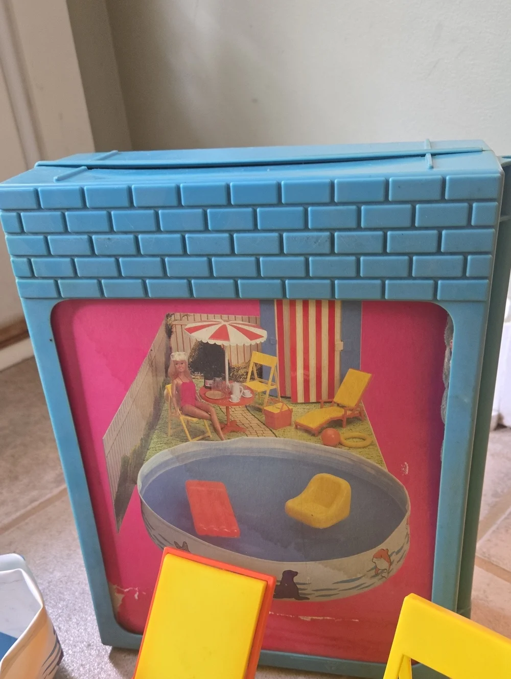 Sears Vintage 1970's Pool Side Doll Play Set for 11-1/2